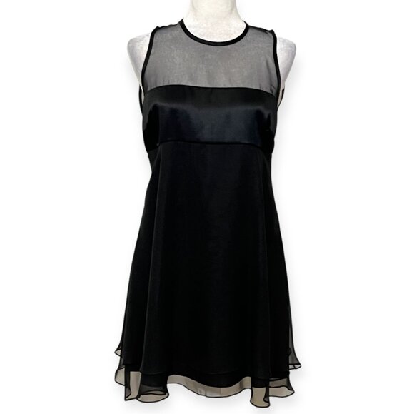J.R. Nites Petites by Caliendo Black Chiffon Cocktail Dress Sheer Illusion Sz 8 - Picture 1 of 10